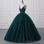 Shiny Emerald Green Sequined Tulle Quinceanera Dresses Backless V Neck Ball Gowns Evening Prom Dresses With Corset Back