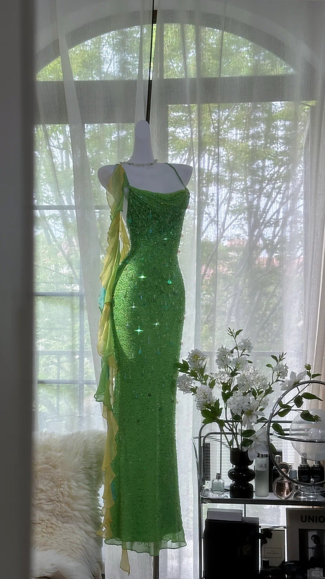 Shiny Full Beaded Heavy Green Mermaid Backless Evening Gown Prom Dress – Frisco Dresses