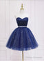 Shiny Navy Blue Tulle Sweetheart Homecoming Dress Blue Prom Dress prom dresses shops