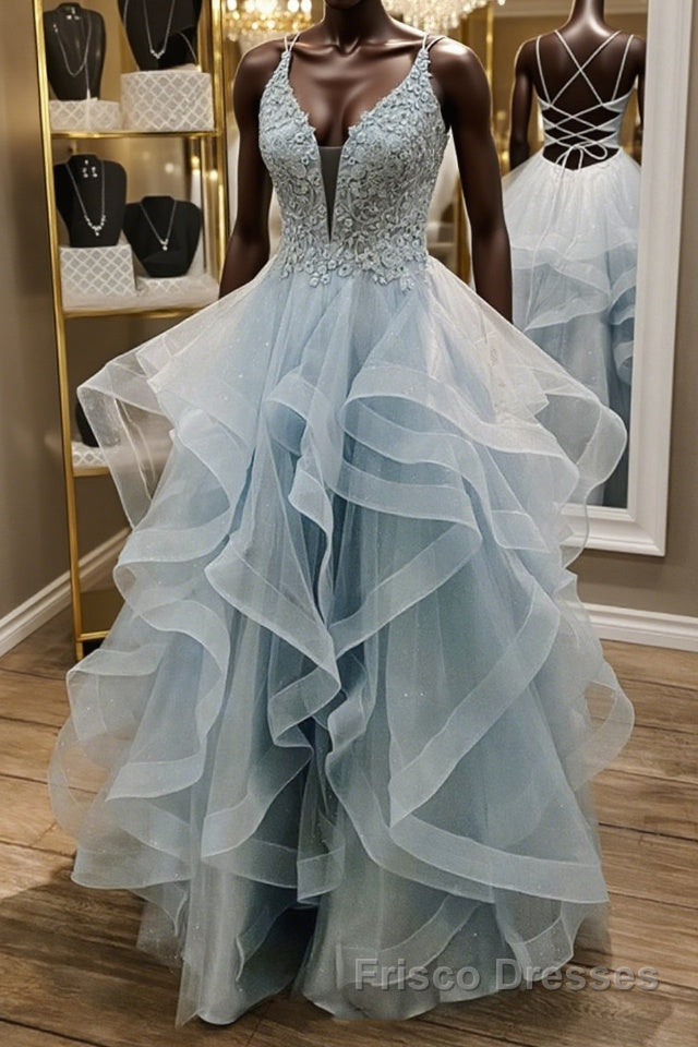 blue fluffy prom dresses blue prom.dress Blue Off Shoulders Lace Puffy Prom Dress -parroquiadesanalbertomagno.com