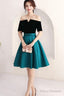 Short Green And Black Off Shoulder Wedding Party Dress Homecoming Dress