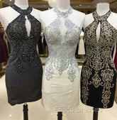 Short Halter Formal Prom Homecoming Dress Embroidery Beaded