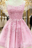 Short Junior Formal Prom Dress Tulle Appliques