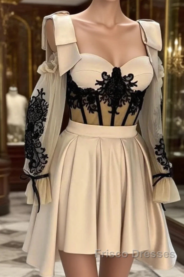 Short Nude Satin Lace Embroidery Corset Dress – Frisco Dresses