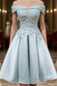 Short Off Shoulder Formal Prom Homecoming Dress Lace Embroidery