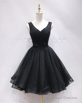 Short Organza Ruffles V Neck Homecoming Dresses