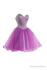Short Purple Homecoming Dresses Short Prom Dresses With Beading