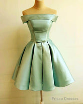 Short Sage Green Homecoming Dresses Satin