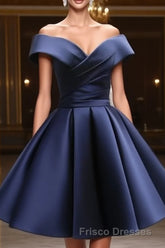 Short Satin Off Shoulder Homecoming Dress For Formal Prom
