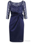 Short Zipper Sheath Homecoming Dress,Bateau Beading Homecoming Dress,Short/Mini 3/4 Sleeves Satin Homecoming Dress