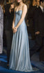 Simple A-Line Sweetheart Blue Satin Long Prom Dresses Formal Evening Dress