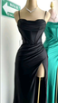 Simple Black Mermaid Floor Length Prom Dress With Slit