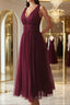Simple burgundy tulle Formal Prom Dresses tulle burgundy formal Dresses