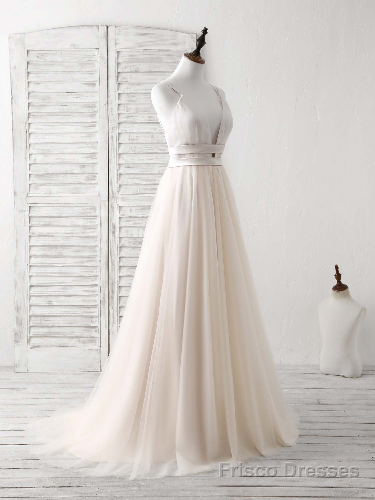 Simple Champagne Tulle Long Prom Dress Tulle Evening Dress Frisco Dresses Simple Champagne Tulle Long Prom Dress Tulle Evening Dress Frisco Dresses