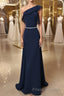 Simple chiffon dark blue long Formal Prom Dresses, bridesmaid Dresses