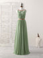 Simple Green Chiffon Long Prom Dress, Green Bridesmaid Dress