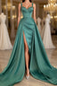 Simple Long A-Line Sweetheart Satin Formal Prom Dress With Slit