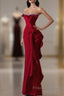 Simple Mermaid Off The Shoulder Neckline Burgundy Sequin Long Party Dress Formal Prom Dress