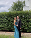 Simple Mermaid Strapless Floor Length Sleeveless Blue Prom Dress