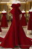 Simple Mermaid Strapless Long Red Formal Prom Dress Formal Dress