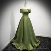 Simple Sage Green Satin Prom Dresses Sexy Evening Dress