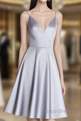 Simple Spaghetti Straps V-Neck Short Formal Prom Dress/Homecoming Dress