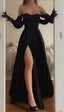 Simple Strapless Wedding Guest Dress Black Slit Prom Dresses Birthday Outfits