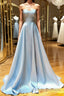 Simple sweetheart blue long Formal Prom Dresses blue long evening Dresses