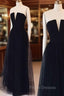 Simple Tulle Black Long Formal Prom Dress, Black Formal Dress