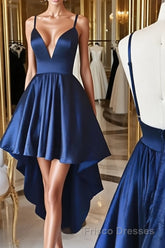 Simple v neck high low Formal Prom Dresses homecoming Dresses