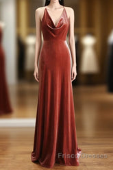 Simple V Neck Velvet Formal Dress Mermaid Long Wedding Guest Dress