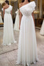 Simple white chiffon long Formal Prom Dresses, white evening Dresses