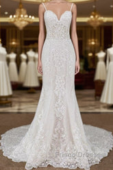 Spaghetti Strap Appliques Mermaid Wedding Dress