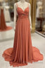 Spaghetti-Straps Chiffon Sweetheart Sleeveless A-Line Formal Prom Dress
