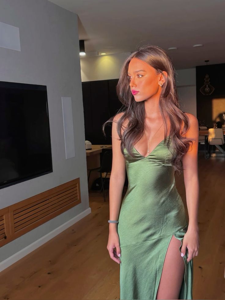 saloni vida green floral dress Sexy Green Mermaid One Shoulder Maxi Long Wedding Guest Bridesmaid Dre –  SposaDresses main image 1