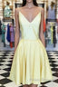 Spaghetti Straps V-Neck Satin Homecoming Dress Short Mini Cocktail Dress