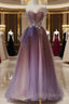 Sparkle Purple Beading Ruffles Tulle Formal Prom Dress