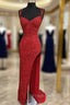 Sparkle Red Bodycon Sequined Long Formal Prom Dress