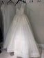 Sparkly Backless V-Neck A-Line Long Prom Dress,