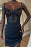 Sparkly Black Corset Sequin Tight Homecoming Dress