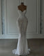 Sparkly Mermaid Spaghetti Straps White Sequin Beaded Wedding Dress Long Bridal Gown Wedding Dresses