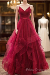 Sparkly Formal Prom Dress V Neckline, Long Homecoming Dress, Formal Dress