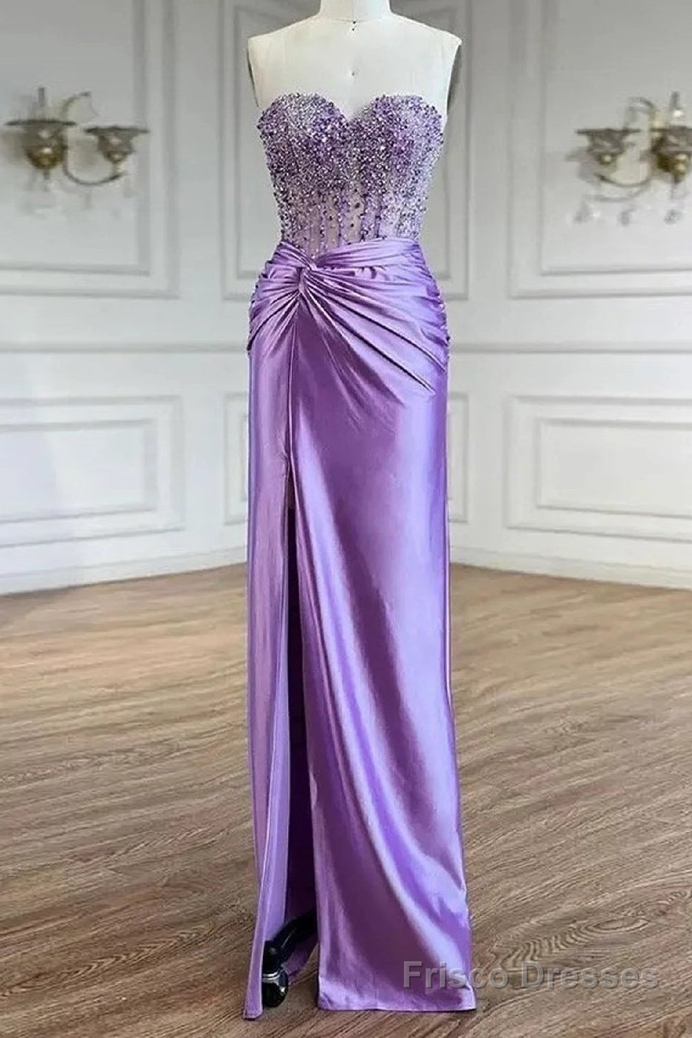 Purple Prom Dress Strapless Mermaid Corset Long Evening Dress with Sli – Frisco Dresses