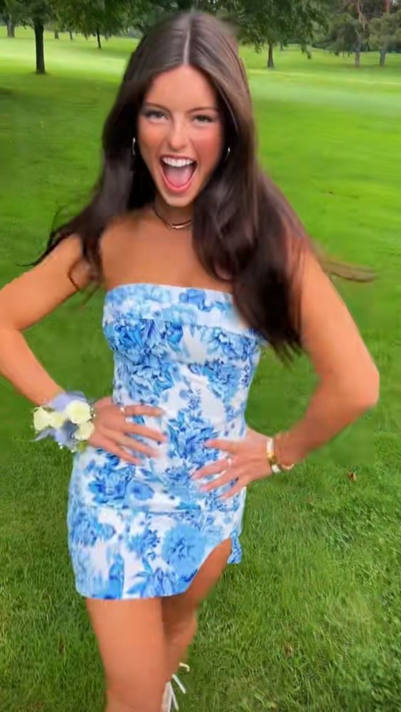 Spring Fling Dresses, Strapless Floral Print Homecoming Dress, Mini Pa – Frisco Dresses
