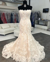 Strapless Bodice Corset Mermaid Lace Wedding Dresses For Bride