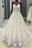 Strapless Champagne Lace Wedding Dress Formal Prom Dress, Formal Gown