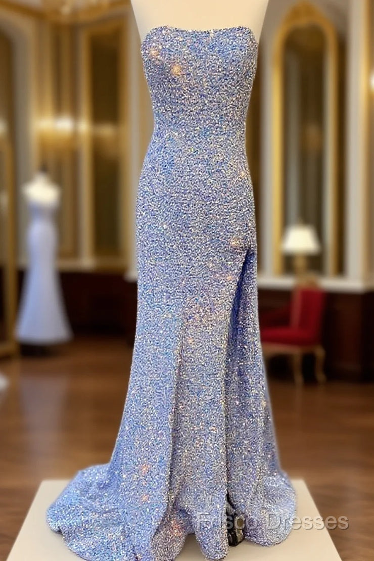 Strapless Mermaid Light Blue Sequin Dress – Frisco Dresses
