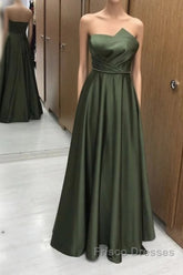 Strapless Satin Floor Length Bridesmaid Dress
