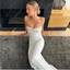 Strapless Sheath White Long Prom Dress