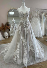 Strapless Tulle/Lace Beach Wedding Dresses